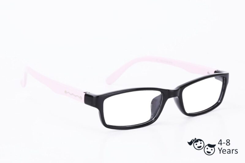 Black Pink Full Rim Rectangle Kids Computer Glasses