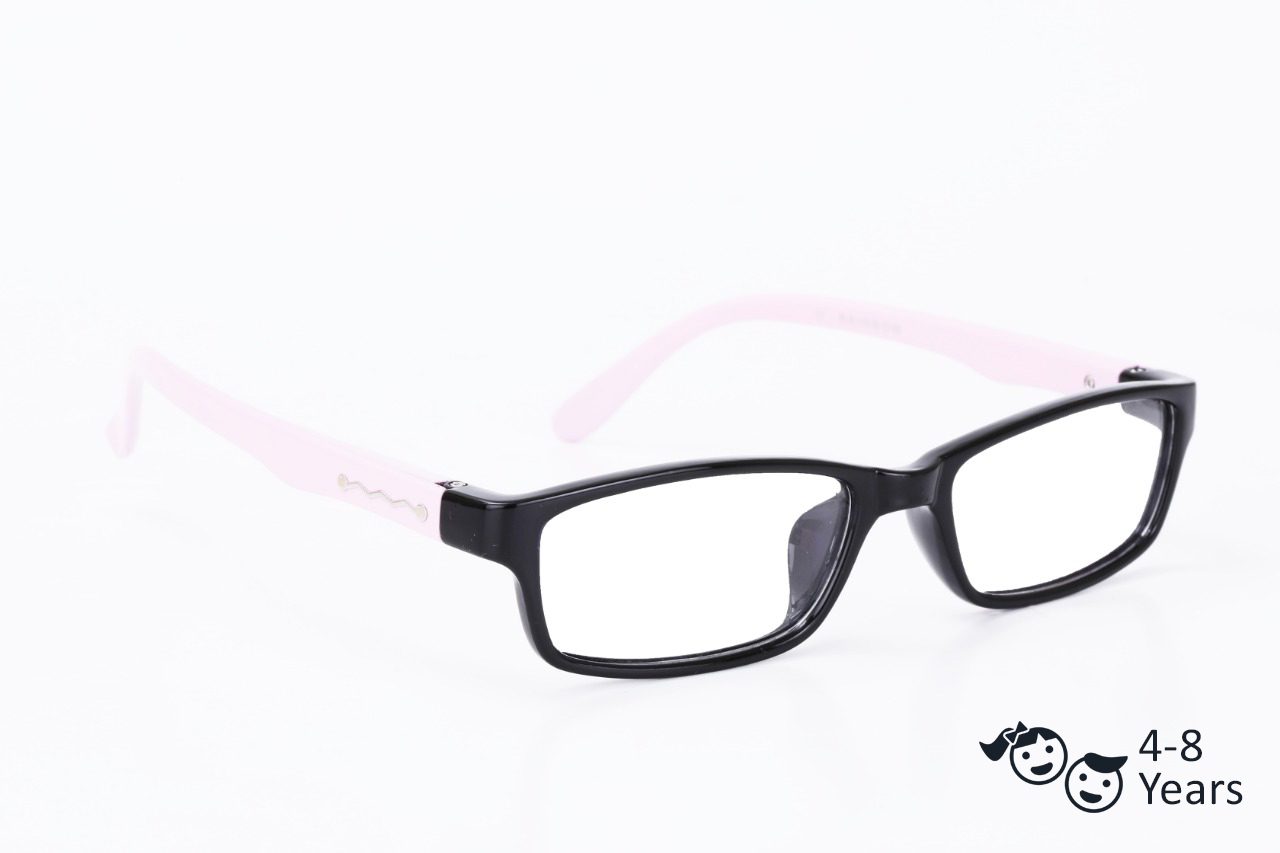Black Pink Full Rim Rectangle Kids Computer Glasses