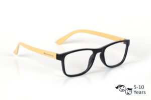 Black Yellow Full Rim Rectangle Kids Computer Glasses