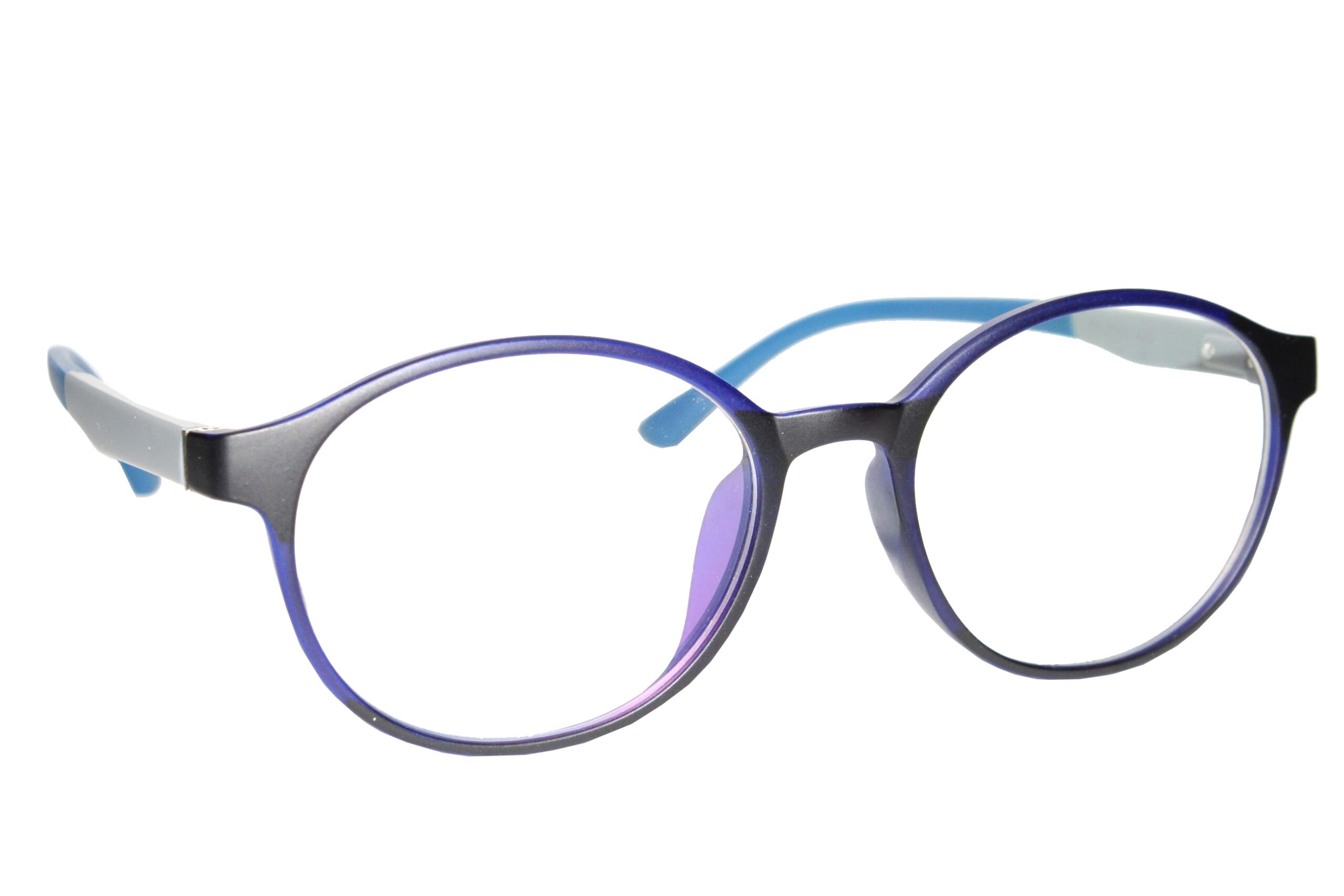 Black Blue Full Rim Round Eyeglasses