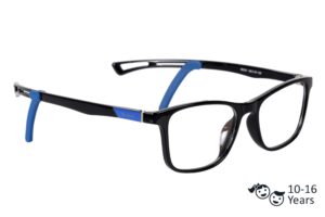 Black Full Rim Rectangle Kids Eyeglasses