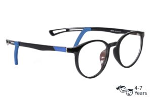 Black Full Rim Round Kids Eyeglasses