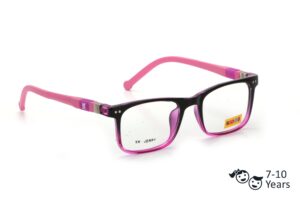 Black Pink Full Rim Rectangle Kids Eyeglasses