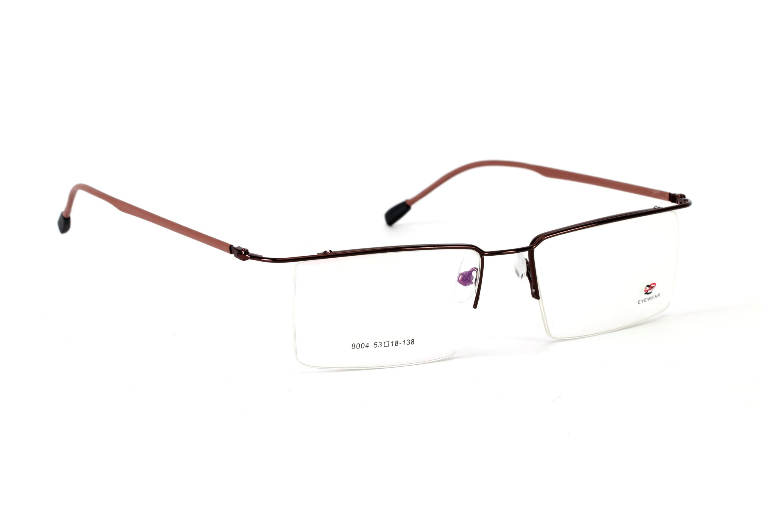 Brown Half Rim Rectangle Eyeglasses