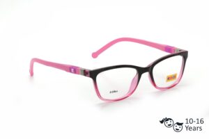 Black Pink Full Rim Rectangle Kids Eyeglasses