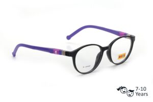 Black Pink Full Rim Round Kids Eyeglasses