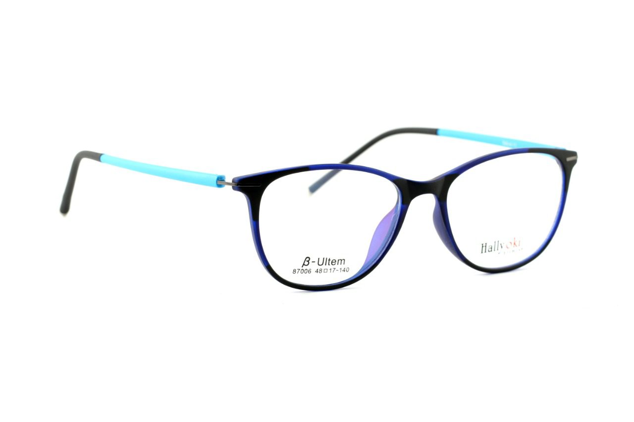 Black Blue Full Rim Rectangle Eyeglasses