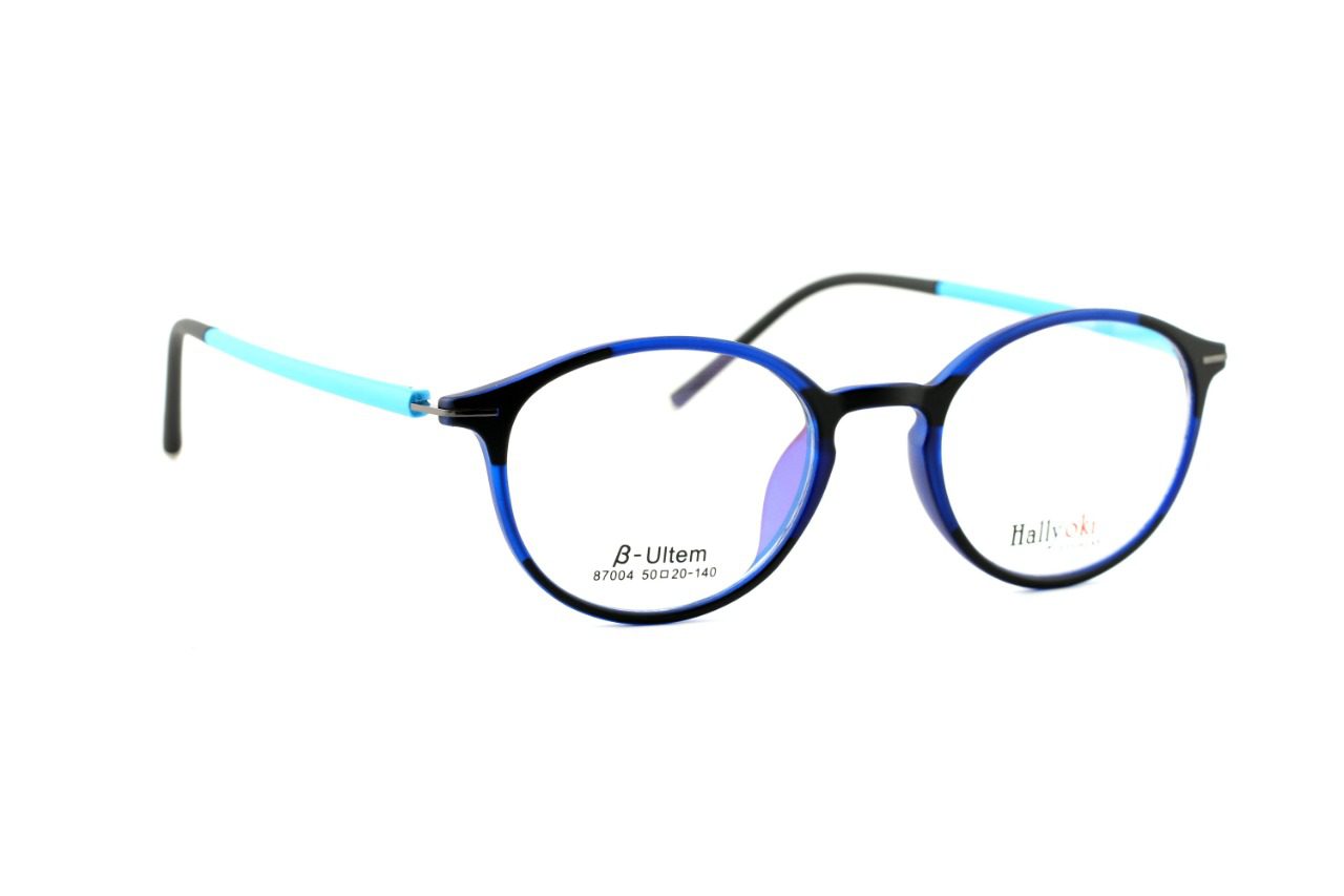 Black Blue Full Rim Oval Eyeglasses
