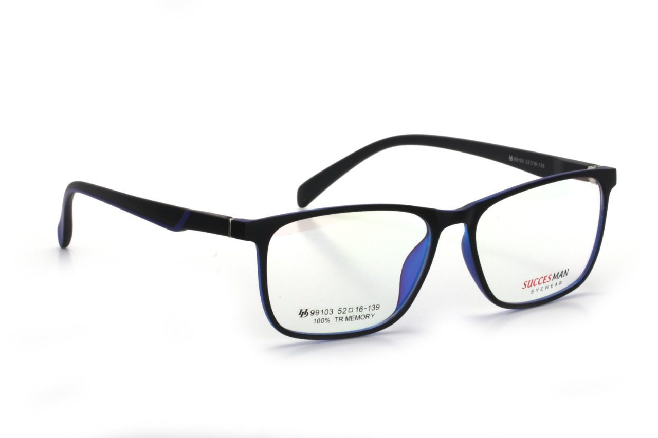 Black Blue Full Rim Rectangle Eyeglasses