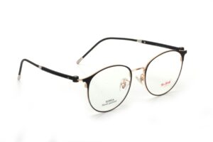 Gold Black Full Rim Round Eyeglasses