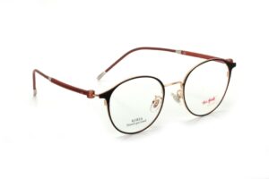 Gold Black Full Rim Round Eyeglasses