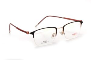Gold Brown Half Rim Rectangle Eyeglasses