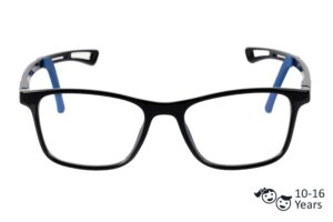 Black Full Rim Rectangle Kids Eyeglasses