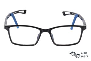 Black Full Rim Rectangle Kids Eyeglasses