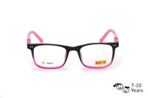 Black Pink Full Rim Rectangle Kids Eyeglasses