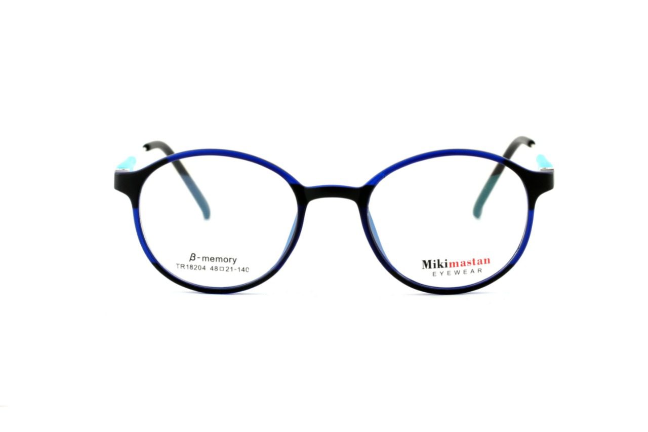 Black Blue Full Rim Round Eyeglasses