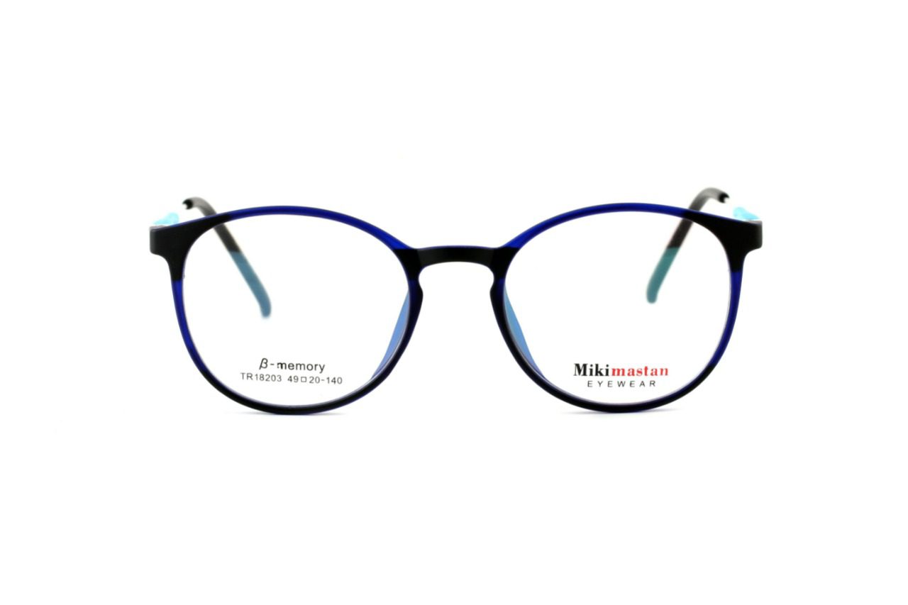 Black Blue Full Rim Round Eyeglasses