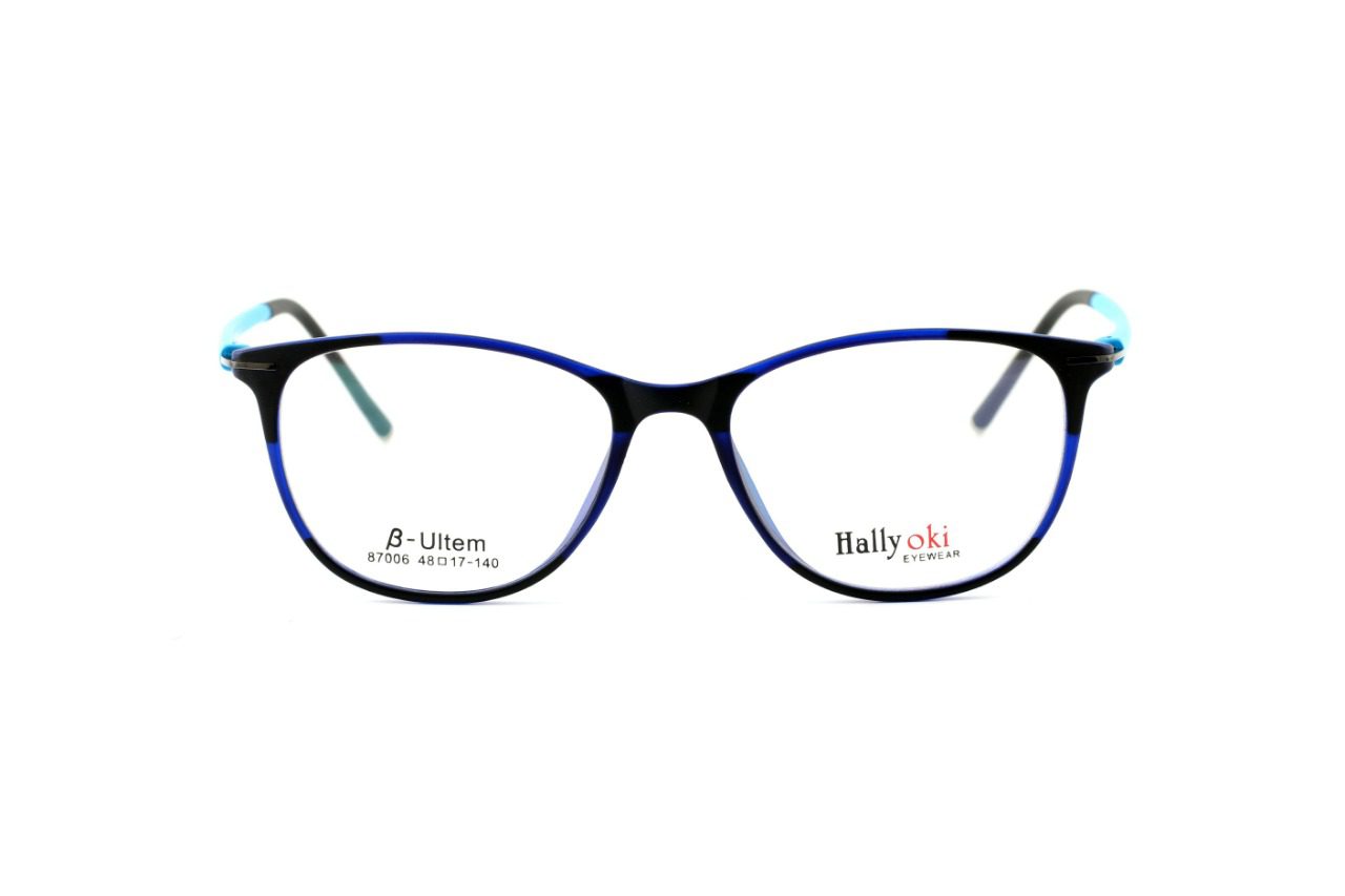 Black Blue Full Rim Rectangle Eyeglasses
