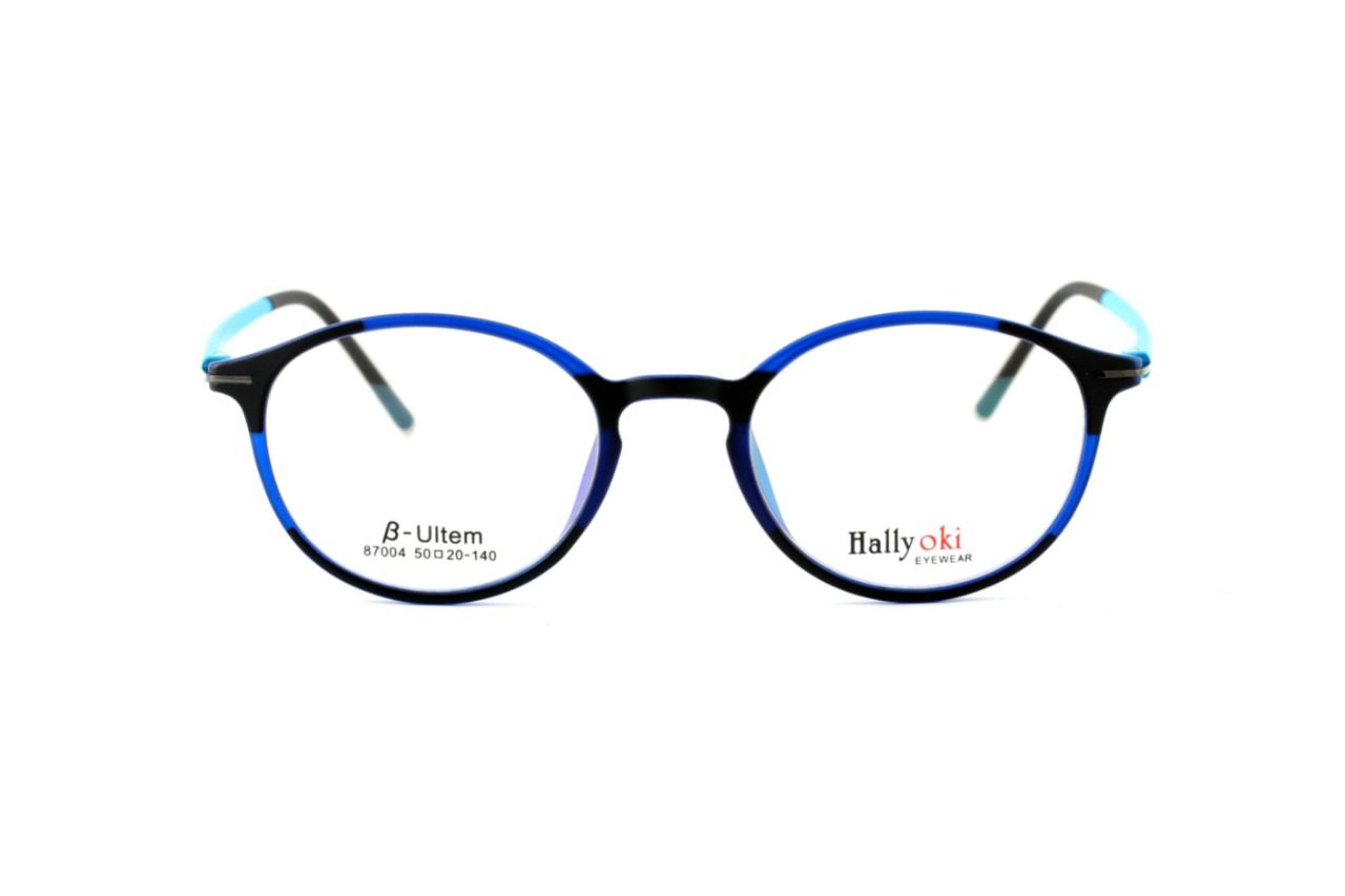 Black Blue Full Rim Oval Eyeglasses