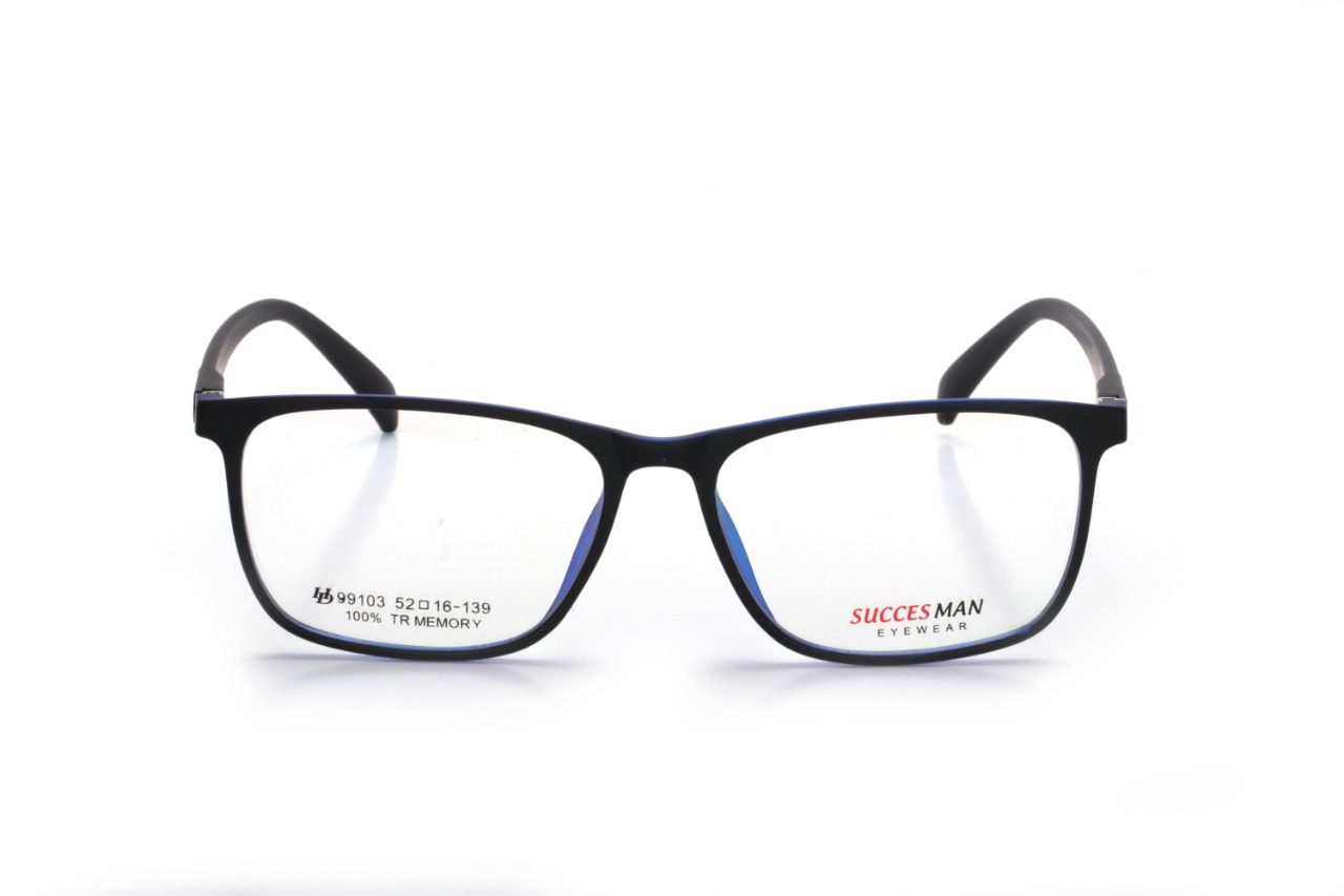 Black Blue Full Rim Rectangle Eyeglasses