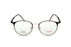 Gold Black Full Rim Round Eyeglasses