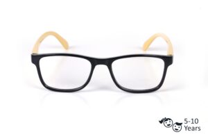 Black Yellow Full Rim Rectangle Kids Computer Glasses