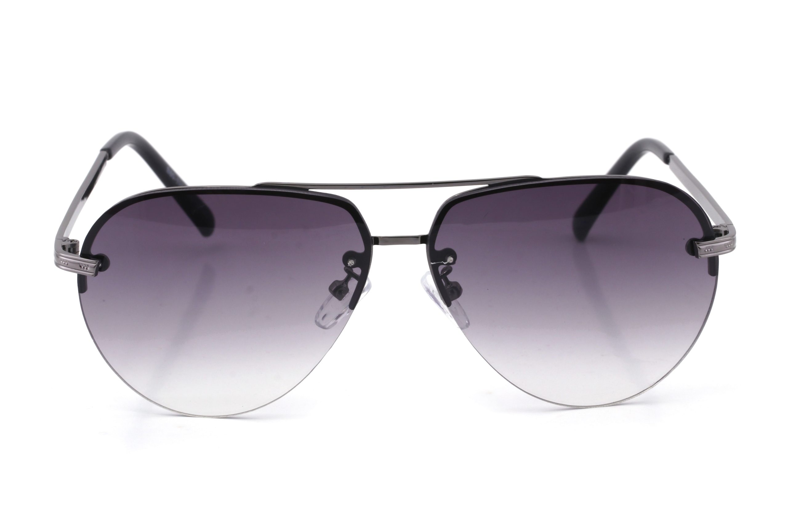 Gunmetal Half Rim Aviator Sunglasses