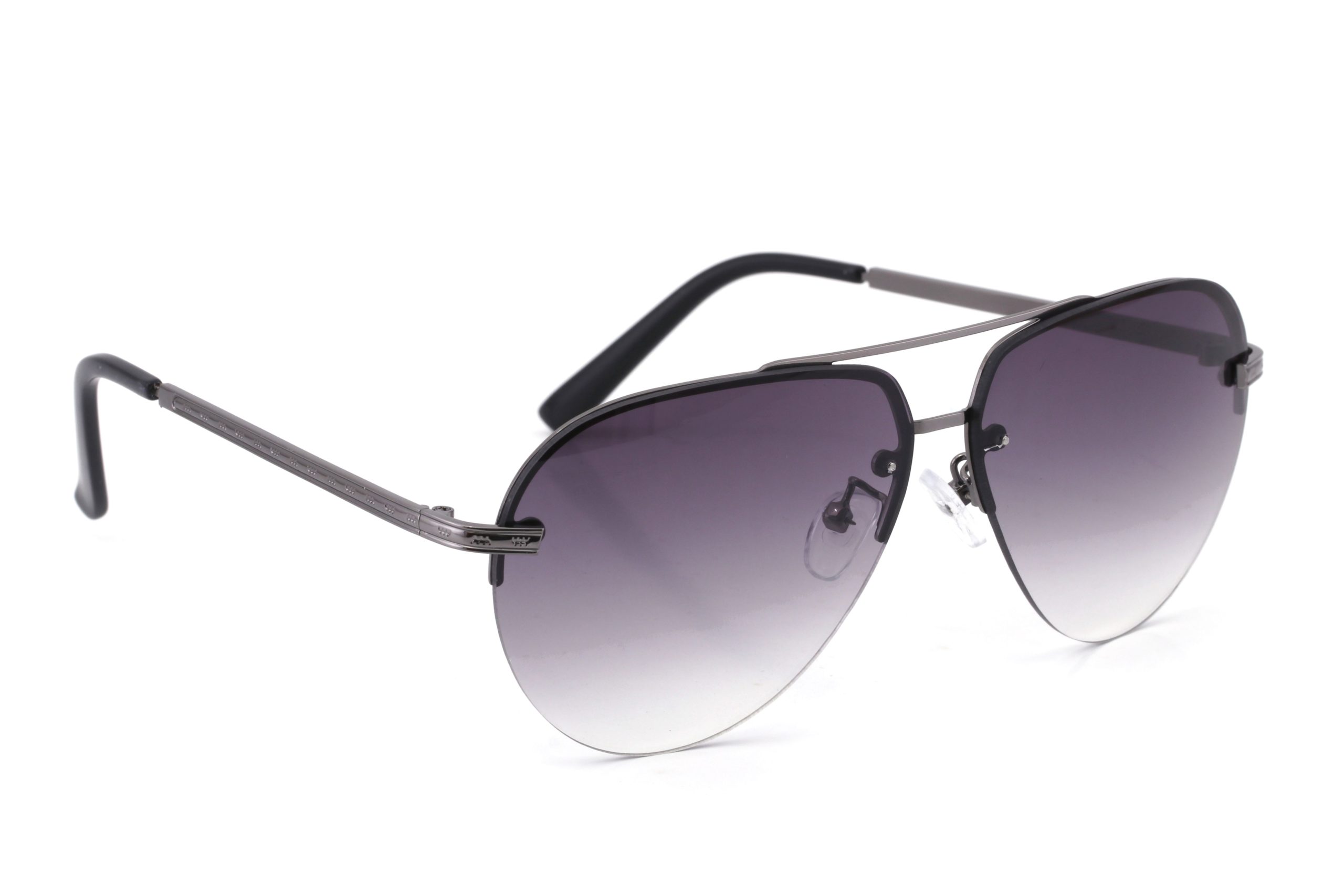 Gunmetal Half Rim Aviator Sunglasses
